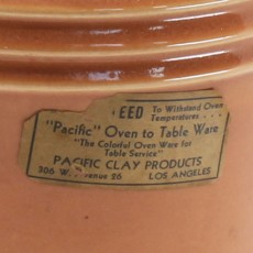 Pacific Pottery Hostessware 235 Beanpot Label