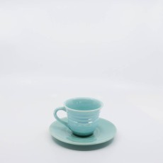 Pacific Pottery Hostessware 608-609A Teacup & Saucer Aqua