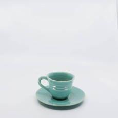 Pacific Pottery Hostessware 608-609A Teacup & Saucer Green