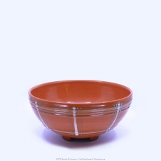 Pacific Pottery Hostessware Decorated BG 310 Footed Salad Bowl Red