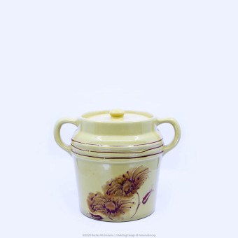 Pacific Pottery Hostessware Decorated Chrysanthemum 235 Beanpot Yellow