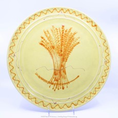 Pacific Pottery Hostessware Decorated Wheat 612 Chop Plate Yellow