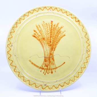 Pacific Pottery Hostessware Decorated Wheat 612 Chop Plate Yellow