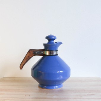 Vernon Kilns Early California Carafe Angled Blue