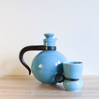 Vernon Kilns Early California Carafe Round Turquoise
