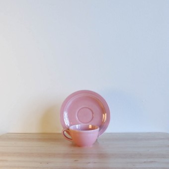 Vernon Kilns Early California Demi Cup Saucer Round Pink