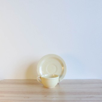 Vernon Kilns Early California Demi Cup Saucer Round Yellow