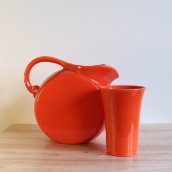 Vernon Kilns Early California Disk Pitcher Tumbler Orange