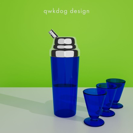 Unknown, blue glass shaker set