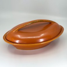 QwkDog Pacific Pottery Hostessware 640 A Divided Veg Bowl Lid apache red