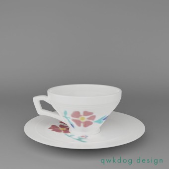 Checker Bloom, cup and saucer