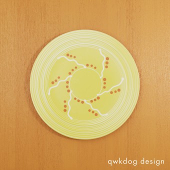 QwkDog 3D Pacific Pottery Hostessware Decorated Dots Yellow XBM412