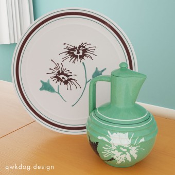QwkDog 3D Pacific Pottery Hostessware Decorated Chrysanthemum