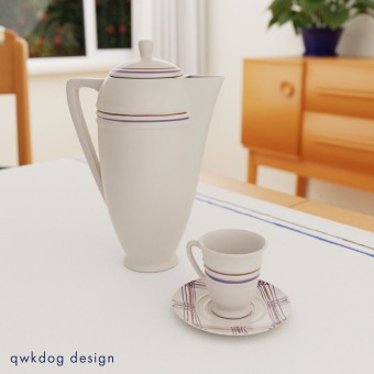 QwkDog 3D Pacific Pottery Hostessware Decorated BG White