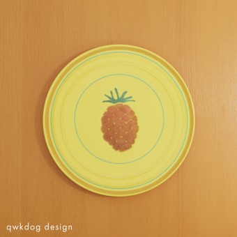 QwkDog 3D Pacific Pottery Hostessware Decorated Fruit Pineapple Yellow