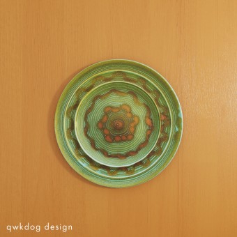 Pacific Pottery Hostessware Decorated Dots Luncheon Plate Green