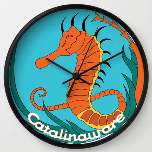 QwkDog Catalinaware Seahorse Clock