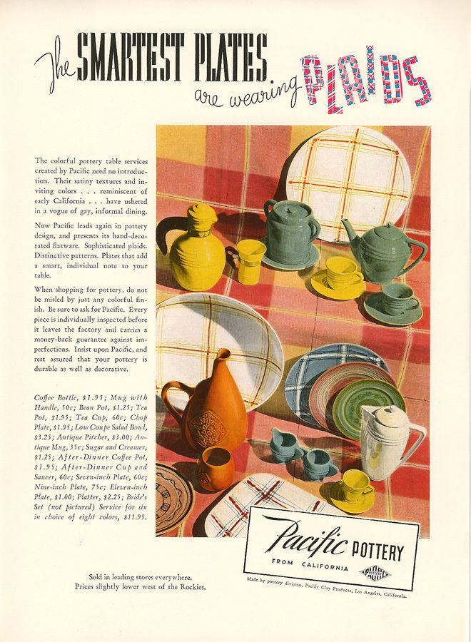 Pacific Pottery Hostess Ware Decorated - 1937