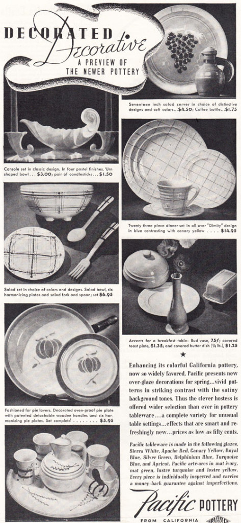 Pacific Pottery Decorated Hostessware Advertising - Better Homes April 1937