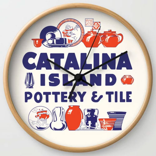 QwkDog Catalina Island Pottery Tile Clock