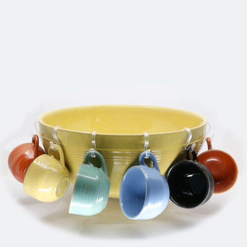 Pacific Pottery Hostessware 312-313 Punch Bowl Yellow Set Early