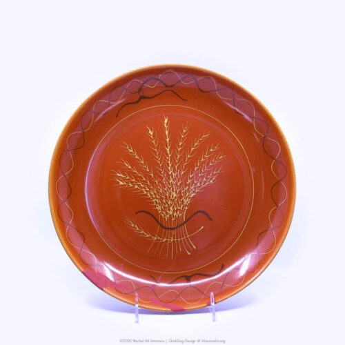 Pacific Pottery Hostessware Decorated Wheat 663 Low Bowl Red