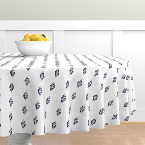 QwkDog Pacific Pottery Logo Print White Tablecloth 01