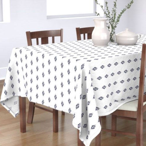 QwkDog Pacific Pottery Logo Print White Tablecloth 02