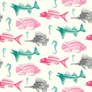 QwkDog Design Fish Skeleton Pattern Multi