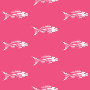 QwkDog Design Fish Skeleton Pattern Pink