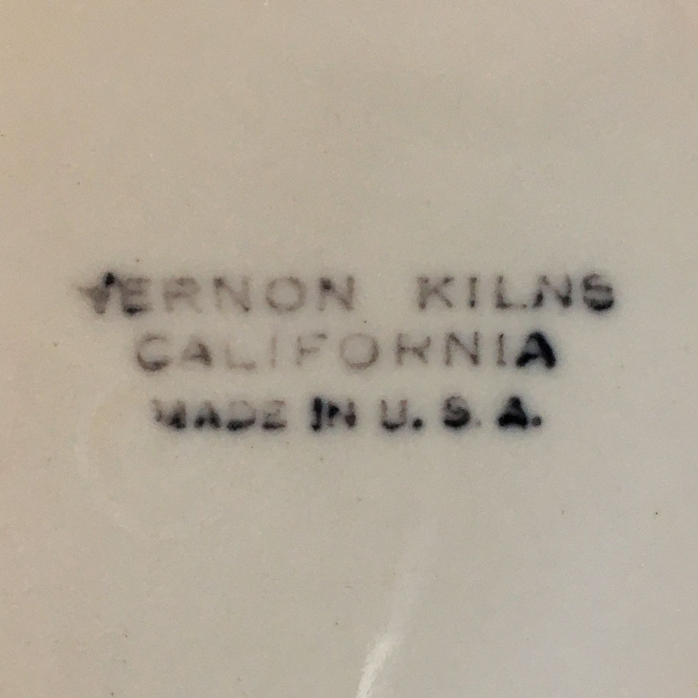 Vernon Kilns Early California Backstamp