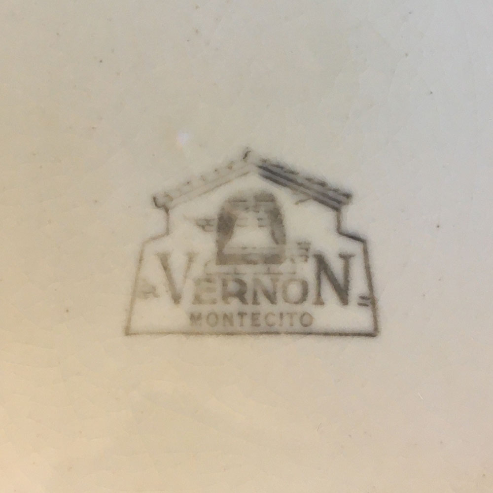 Vernon Kilns Early California Backstamp Montecito