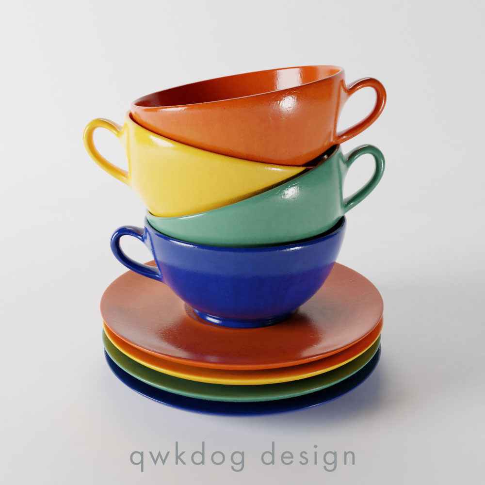 QwkDog Bauer Pottery Plainware Cup & Saucer