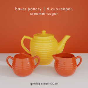 QwkDog 3d Bauer Pottery Teapot Creamer Sugar