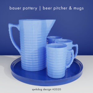 QwkDog 3d Bauer Pottery Beer Pitcher and Mugs