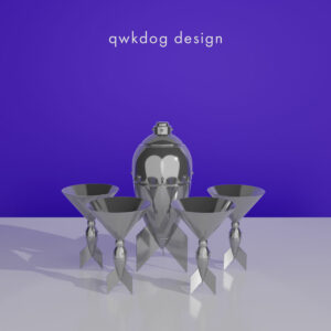 QwkDog 3D Art Deco Rocket Shaker Set