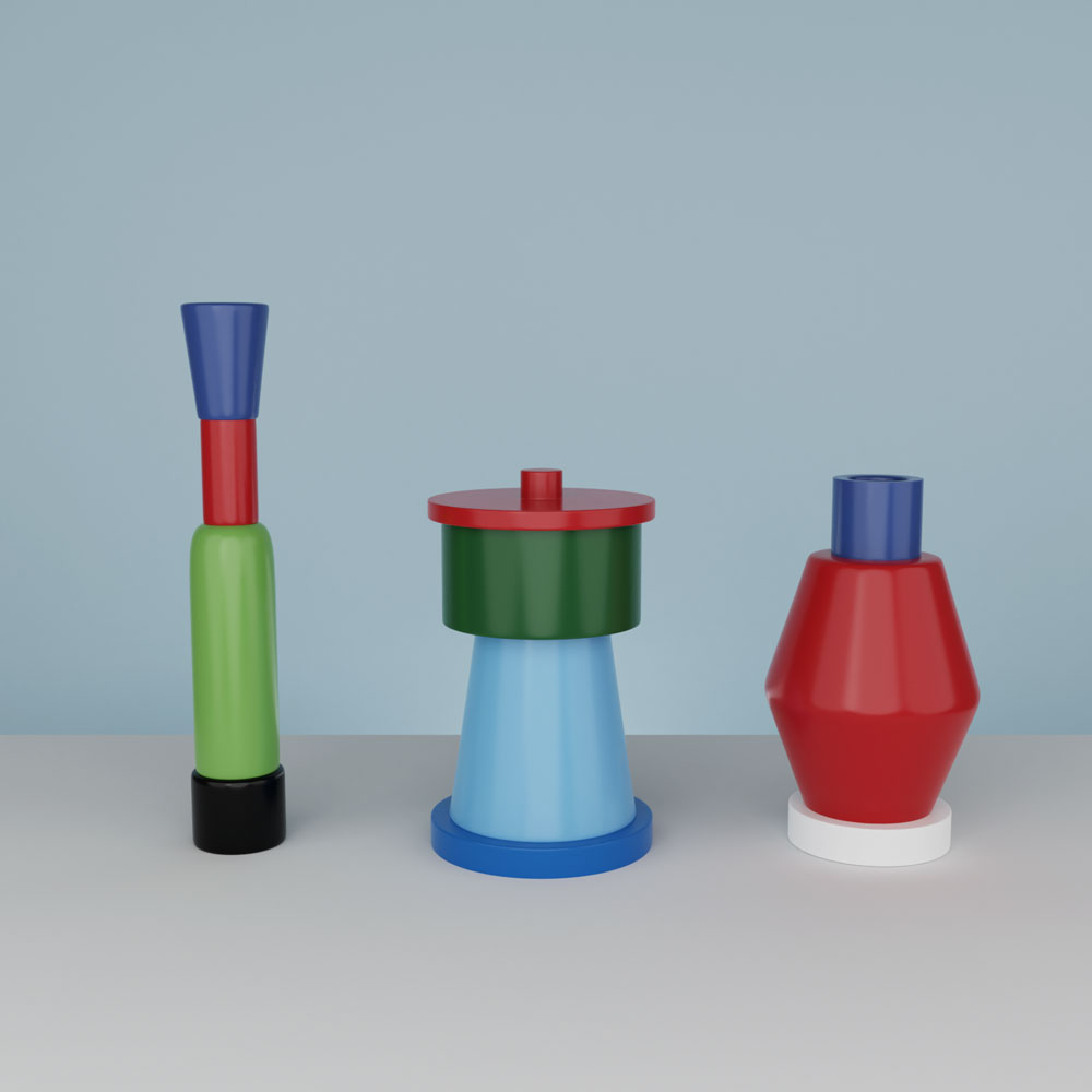 QwkDog 3D Memphis-Milano Vases