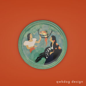 QwkDog 3D San Jose Pottery Women with Parrots