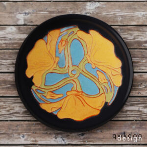 California Faience Tea Tile - Coral Flowers