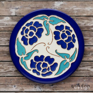 California Faience Tea Tile - Blue Flowers