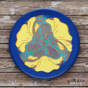 California Faience Tea Tile - Yellow Flowers