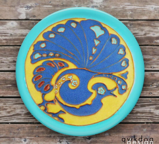 California Faience Tea Tile - Peacock