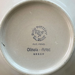 Vernon Kilns Harry Bird Olinala Salad Bowl Backstamp