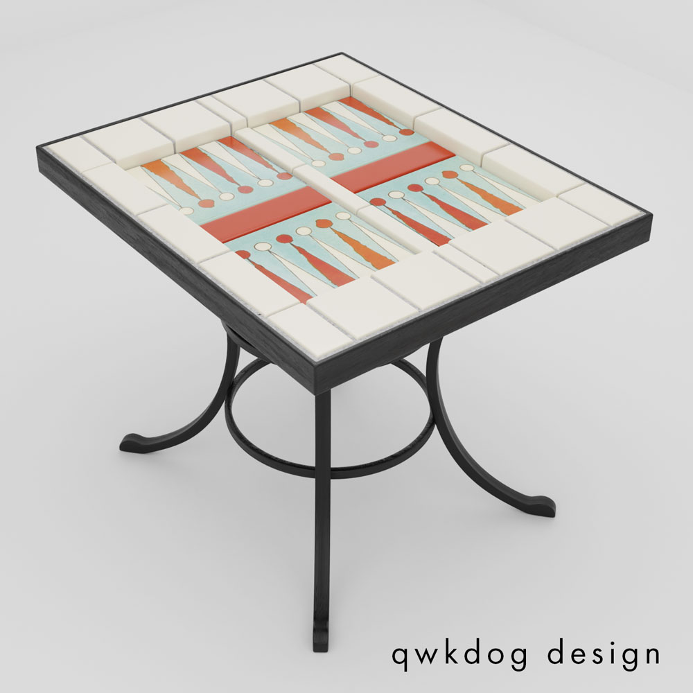QwkDog 3D Catalina Island Pottery Backgammon Table Ivory