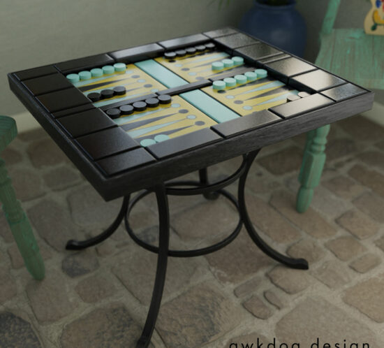 QwkDog 3D Catalina Island Pottery Backgammon Table Black