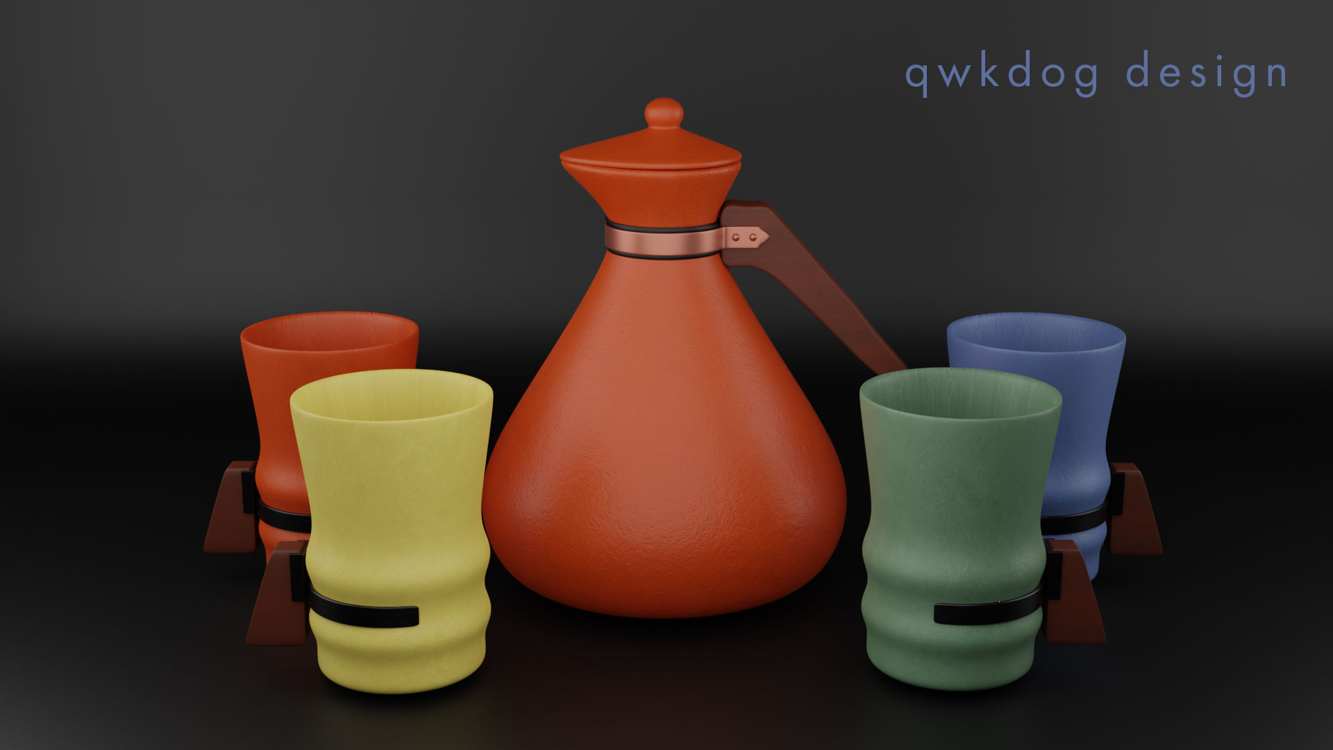 QwkDog 3d Tudor Pottery Carafe Set