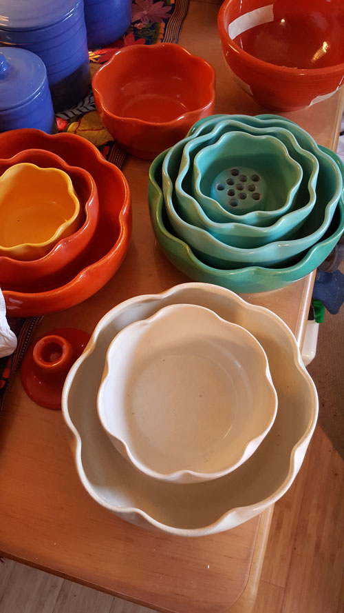 Garden City Pottery ruffled bowls