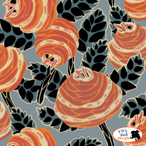 QwkDog Design Art Deco Floral Fabric